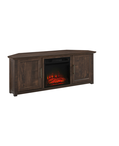 Crosley Camden 58" Corner Tv Stand With Fireplace In Brown