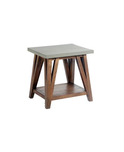 Alaterre Furniture Brookside Cement-top Wood End Table In Brown