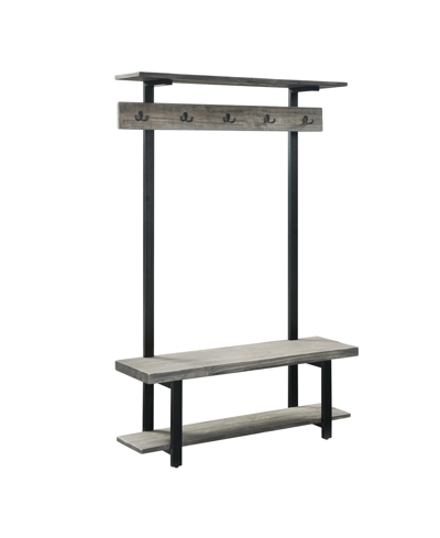 Alaterre Furniture Pomona Entryway Hall Tree With Bench, Shelves And Coat Hooks