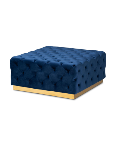 Baxton Studio Verene Glam And Luxe Square Cocktail Ottoman In Blue
