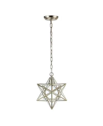Jonathan Y Stella Moravian Star Glass Led Pendant In Silver-tone
