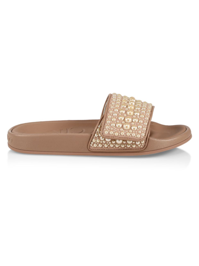 Jimmy Choo Women's Fitz Embellished Pool Slides In V Ballet Pink