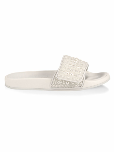 Jimmy Choo Fitz Pearl-embellished Slide Sandals In White
