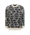 HELMUT LANG HELMUT LANG ALLOVER LOGO INTARSIA CREWNECK SWEATER