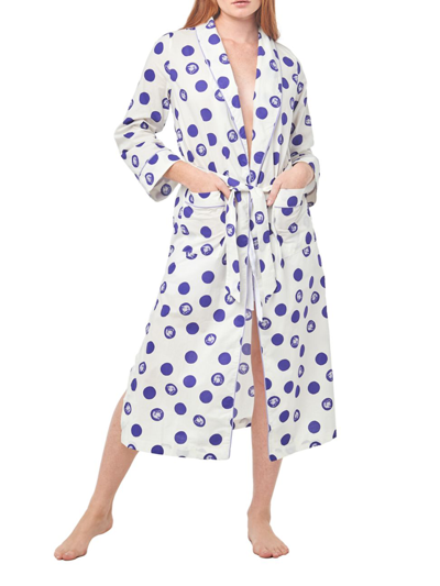 The Lazy Poet Pia Tiger Dots Long Robe In Dots White