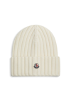 Moncler Women's Rib-knit Logo Beanie In Ivory