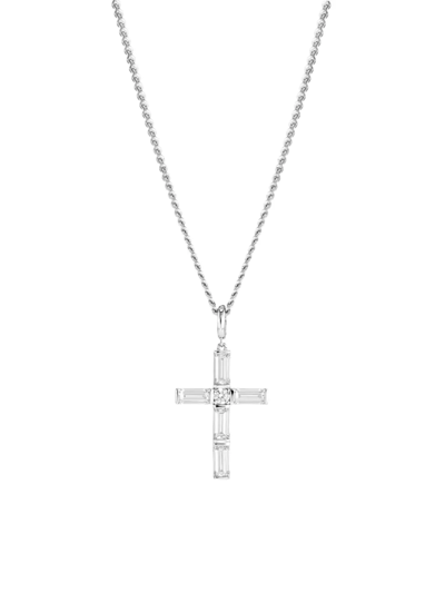 Adriana Orsini Elevate Rhodium-plated Cubic Zirconia Large Cross Necklace In Silver