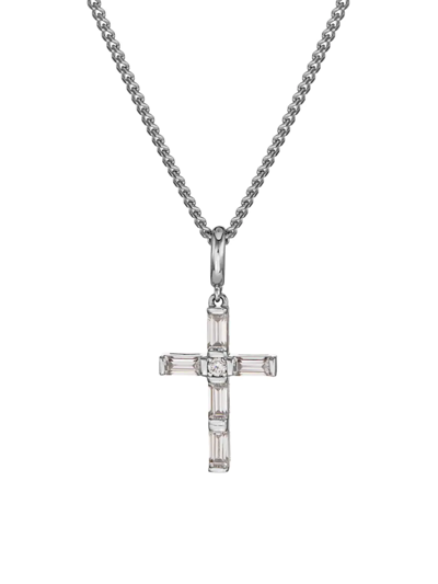 Adriana Orsini Elevate Rhodium-plated Cubic Zirconia Cross Necklace In Silver