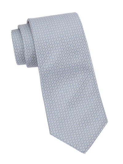 Charvet Geometric Woven Silk Tie In Silver White