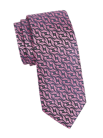 Charvet Swirl Geometric Woven Silk Tie In Pink