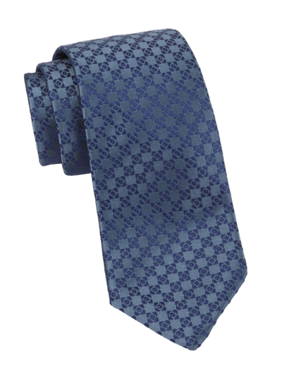 Charvet Diamond Geo Woven Silk Tie In Blue Grey
