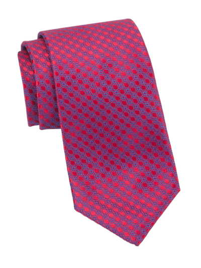 Charvet Geometric Woven Silk Tie In Red Blue