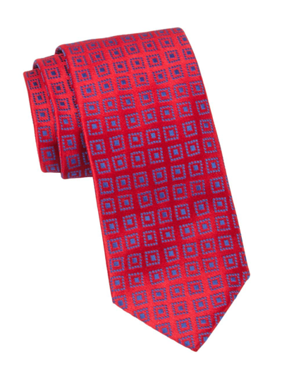 Charvet Geobean Woven Silk Tie In Red Navy