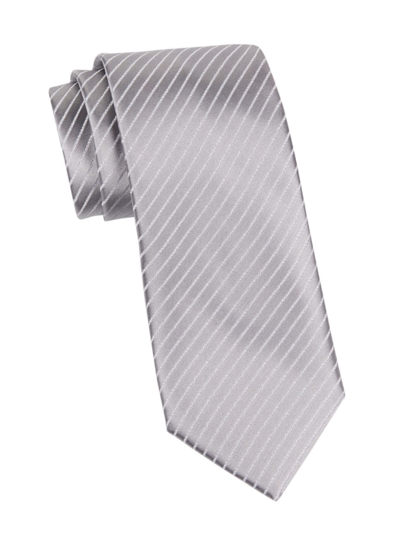 Charvet Pinstripe Woven Silk Tie In Silver