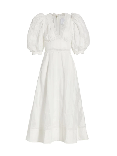 Acler Women's Grampian Puff-sleeve Cotton-blend Midi Dress In White
