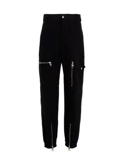 Alexander Mcqueen Black Cotton Canvas Cargo Trousers In Nero