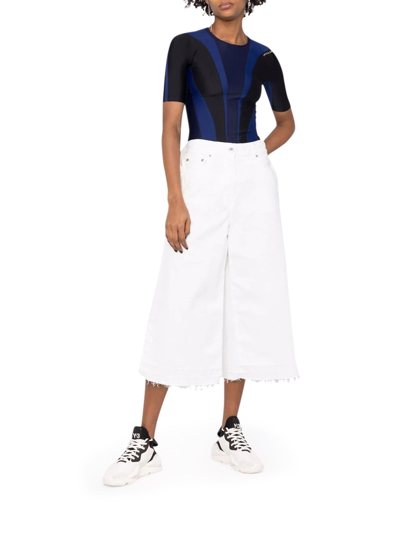 Sacai Mid-rise Wide-leg Jeans In White