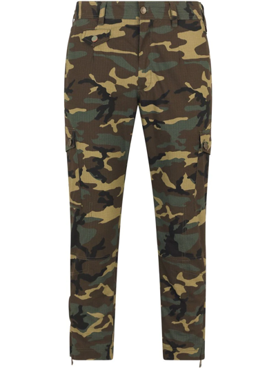 Dolce & Gabbana Camouflage-print Cropped Cargo Trousers In Green