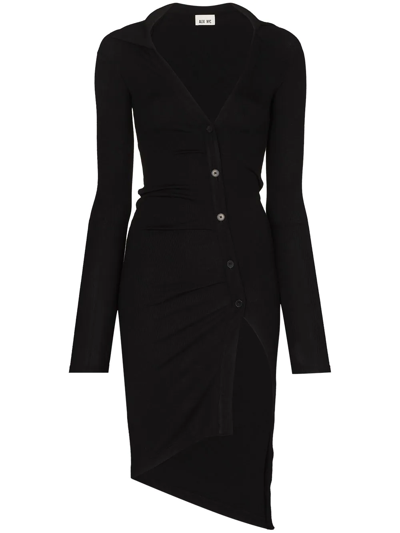 Alix Nyc Lanett Button-up Asymmetric Dress In Black