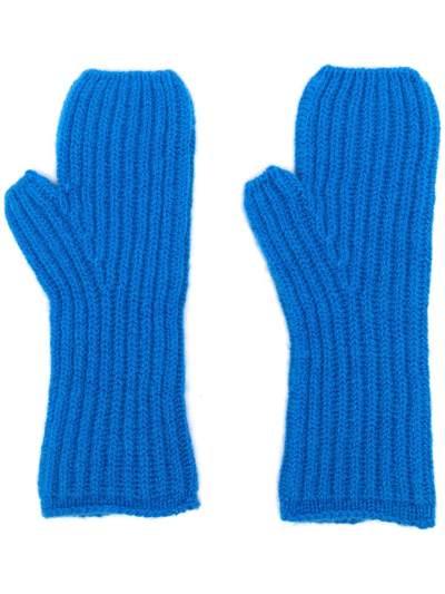 Pringle Of Scotland Fisherman's Ribbed Cashmere Gloves In Blau