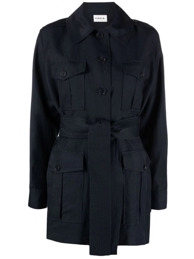 P.a.r.o.s.h Belted Short Trench Coat In Blau