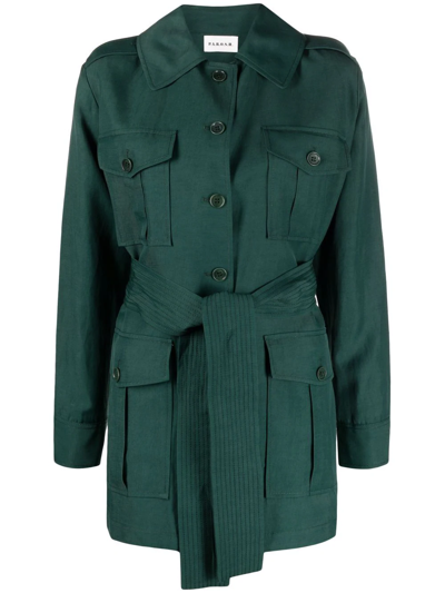 P.a.r.o.s.h Belted Short Trench Coat In Grün