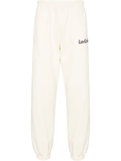 Late Checkout Logo-embroidered Tapered Sweatpants In Neutrals