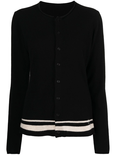 Yohji Yamamoto Stripe-trim Cashmere Cardigan In Blau