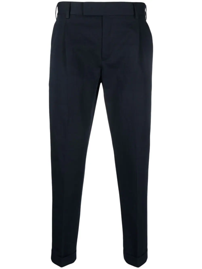Pt Torino Cropped Tapered-leg Trousers In Blue