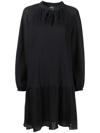 Apc Gathered-tie Fastening Short Dress In Schwarz