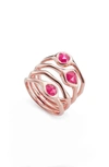 Monica Vinader Rose Gold Vermeil Siren Pink Quartz Cluster Cocktail Ring In Rose Gold/ Pink Quartz