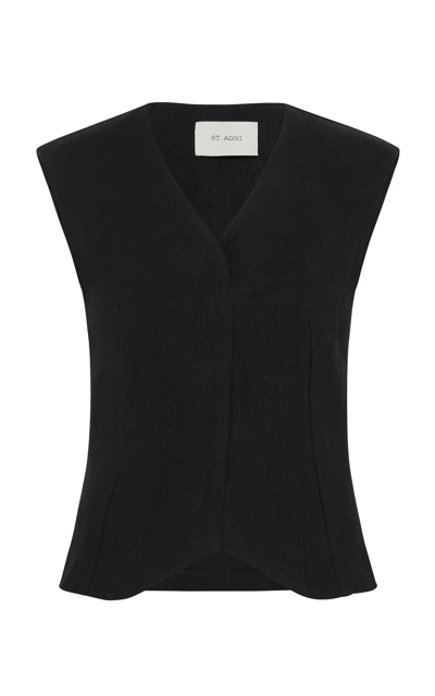 St. Agni Women's Linen-blend Vest In Black,white