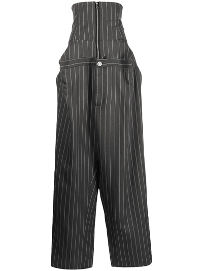 Natasha Zinko Pinstripe-print Corset Boxy Trousers In Grey