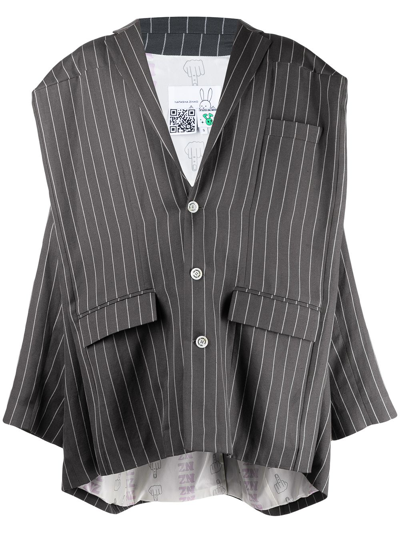 Natasha Zinko Pinstripe-print Boxy Blazer In Grey