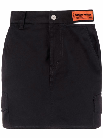 Heron Preston Open Side Belt Denim Mini Skirt - Atterley In Black