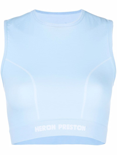 Heron Preston Active Sleeveless Logo Top In Baby Blue White