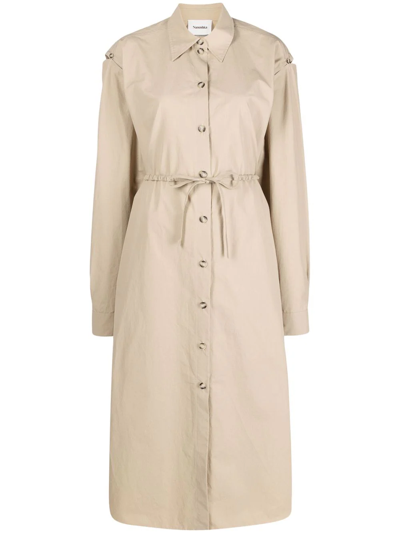 Nanushka Belted Button-down Shirt Dress In Beige