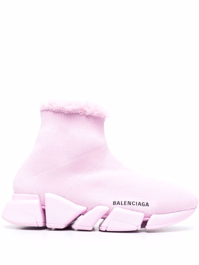 Balenciaga Ladies Pink Speed 2.0 Sneakers In Light Pink