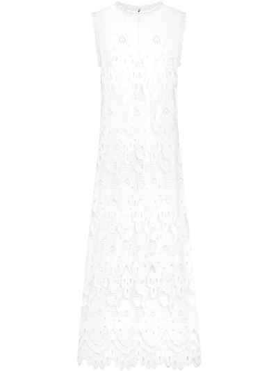 Dolce & Gabbana Cotton-blend Corded Lace Maxi Dress In White