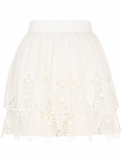 Dolce & Gabbana High-waisted Lace-panel Skirt In White
