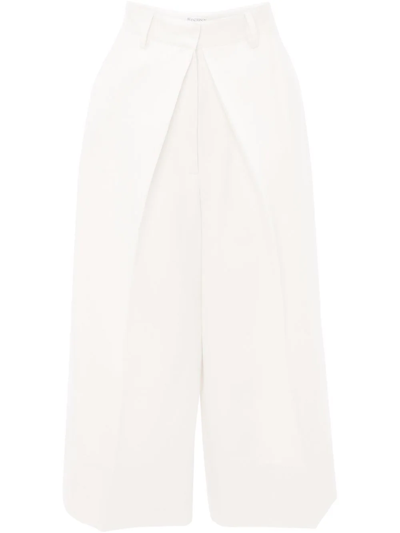 Jw Anderson Wide-leg Cropped Trousers In White