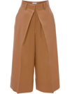 JW ANDERSON PLEAT-FRONT WIDE-LEG CROPPED TROUSERS