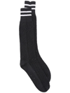 Brunello Cucinelli Striped Edge Mesh Socks In Grey