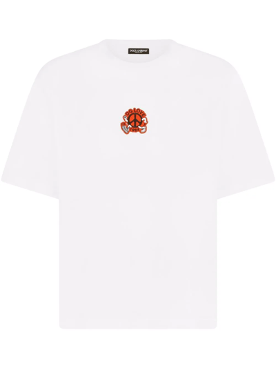 Dolce & Gabbana Logo-patch Short-sleeved T-shirt In White