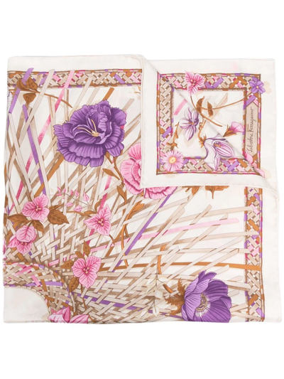 Ferragamo Vimini Floral-print Silk Scarf In Multicolor