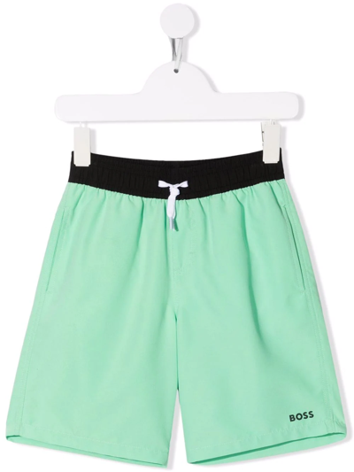 Bosswear Kids' Logo-print Detail Swim Shorts In Green
