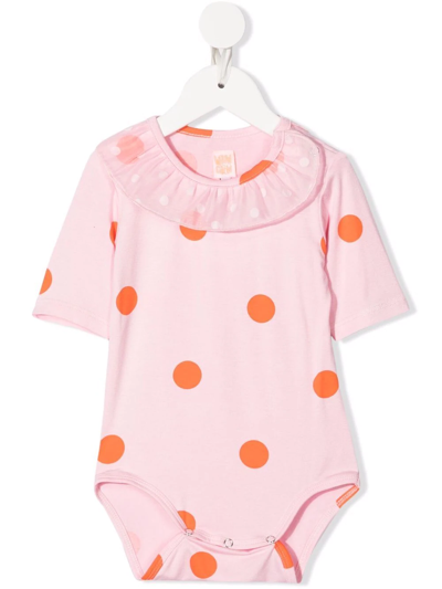 Wauw Capow By Bangbang Babies' Sweety Polka Dot Romper In Pink