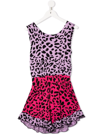 Wauw Capow By Bangbang Kids' Columbia Leopard-print Playsuit In Pink