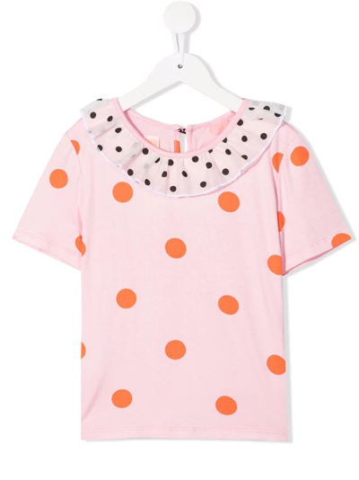 Wauw Capow By Bangbang Kids' Ida Polka Dot-print T-shirt In Pink