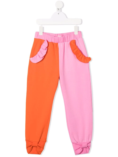 Wauw Capow By Bangbang Kids' Pancy Fancy Two-tone Track Trousers In Pink